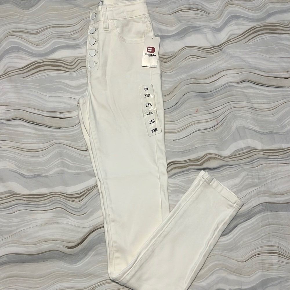 High rise skinny white jeans